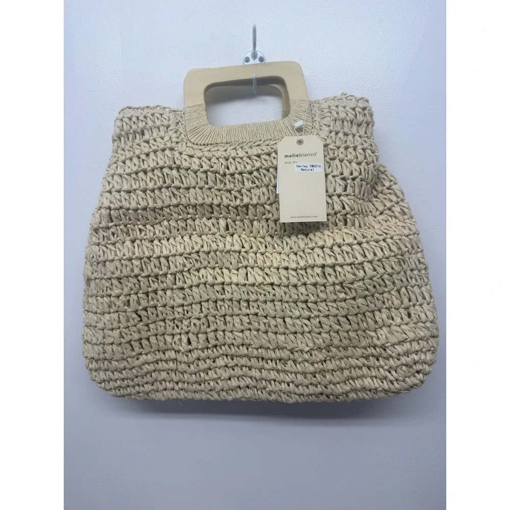New Women's Melie Bianco Harley Summer Beach Hobo Bag Straw‎  HandBag Handle #48