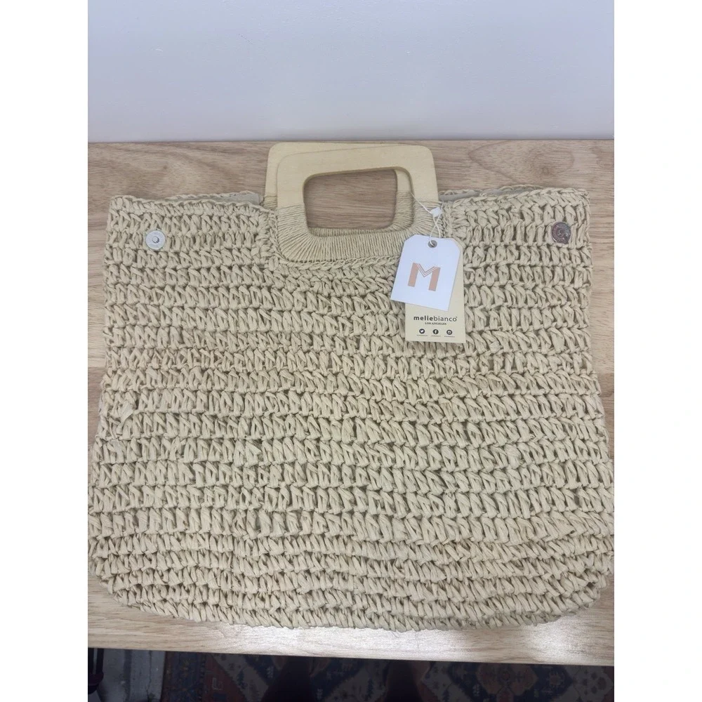 New Women's Melie Bianco Harley Summer Beach Hobo Bag Straw‎  HandBag Handle #48