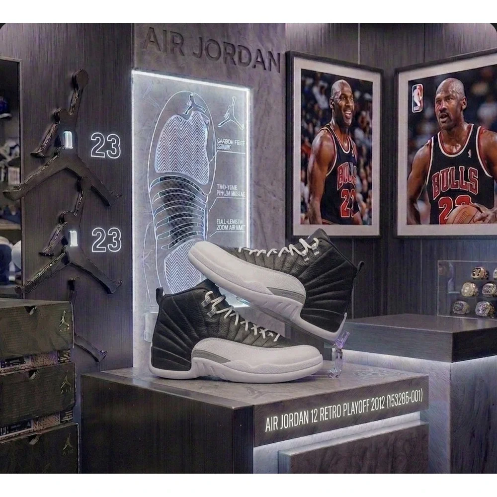 Jordan 12 Retro Playoff GS 2022 Black White 153265-006 Size 6.5Y/8W Clean!‎