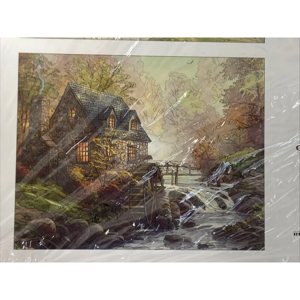 Bradford Exchange Thomas Kinkade Artistic Escapes Coloring Page Kit Cottage Mill