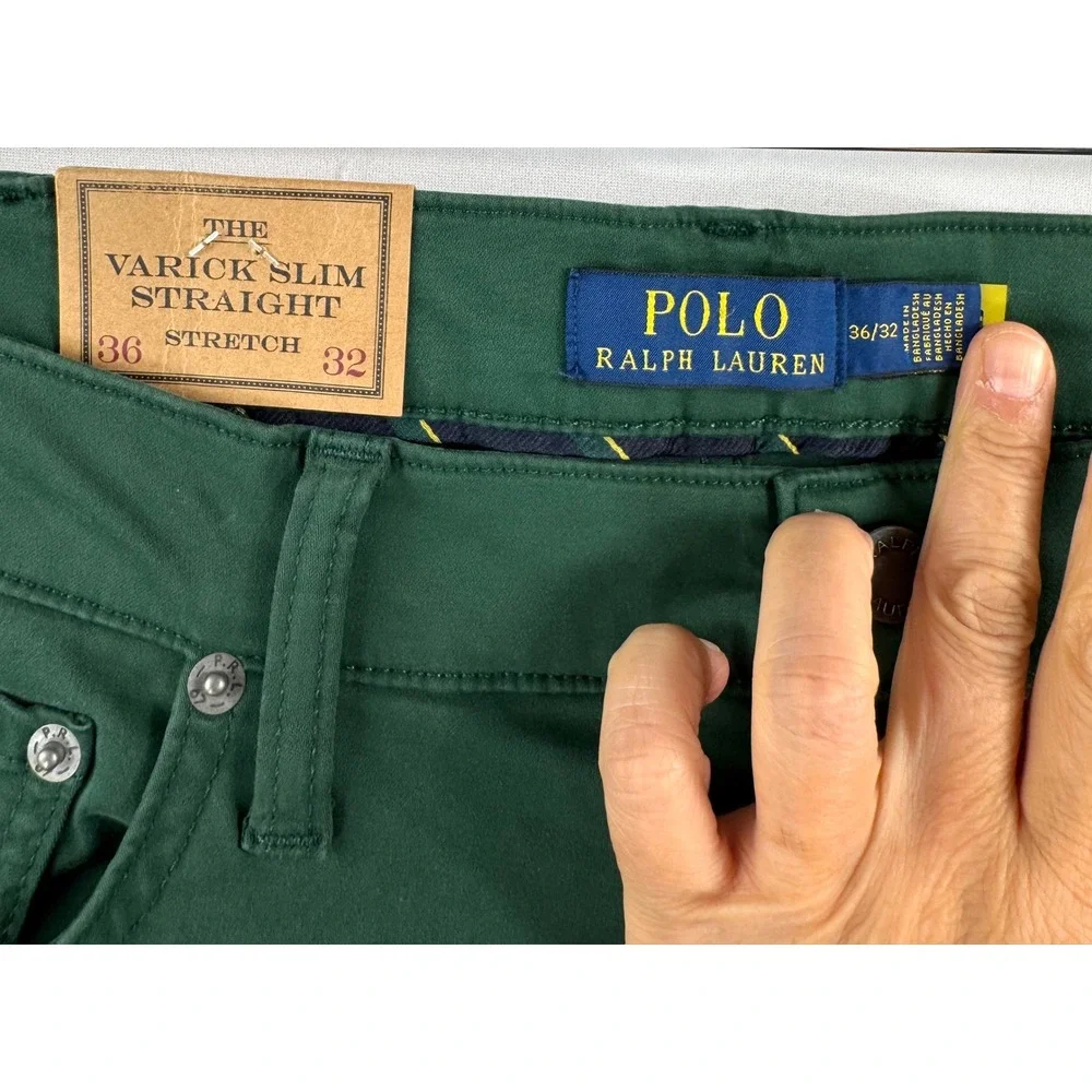 Polo Ralph Lauren Varick Slim Straight pants sz 36x32 Green Chino preppy dandy