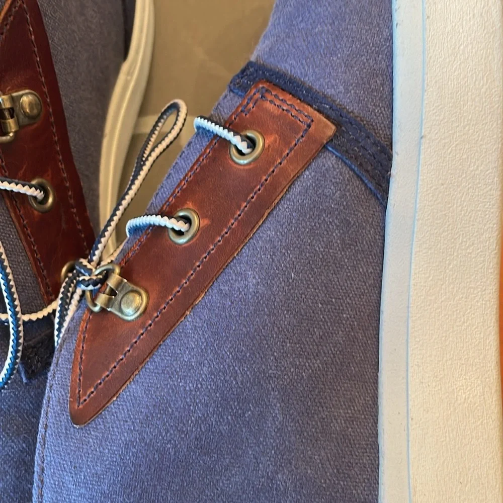 Timberland men’s 9,5 navy canvas,leather trims