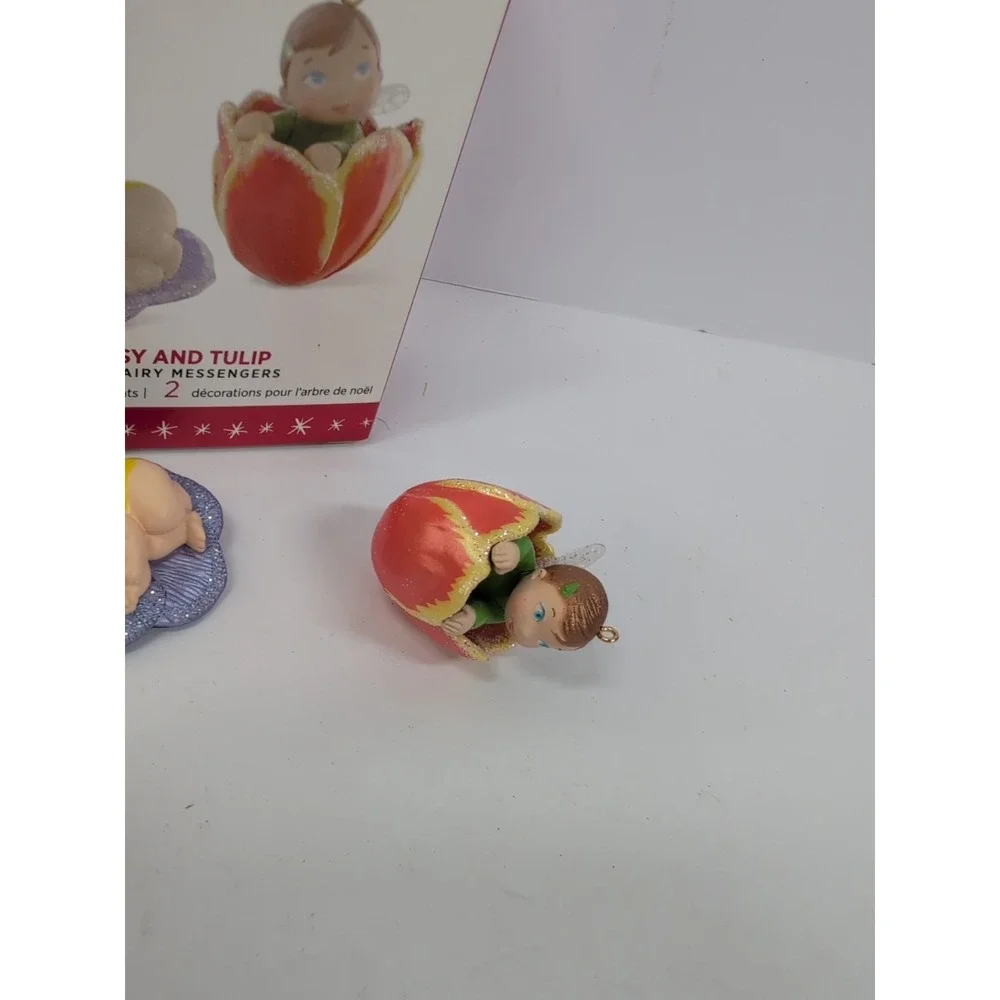2016 Pansy & Tulip‎ ~ 2nd Baby Fairy Messangers ~ 2 Hallmark Miniature Ornaments
