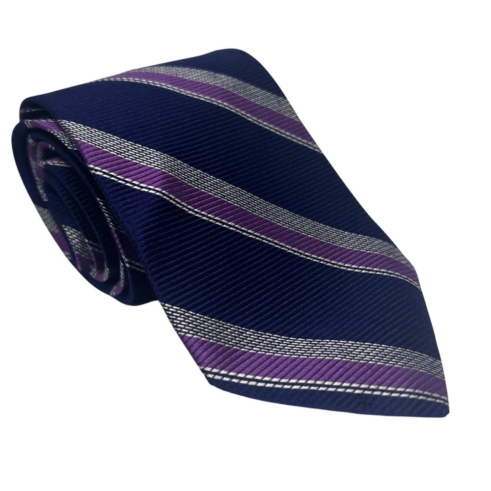 Brooks Brothers Silk Tie Mens OS‎ Blue Purple Striped Repp Made in USA England