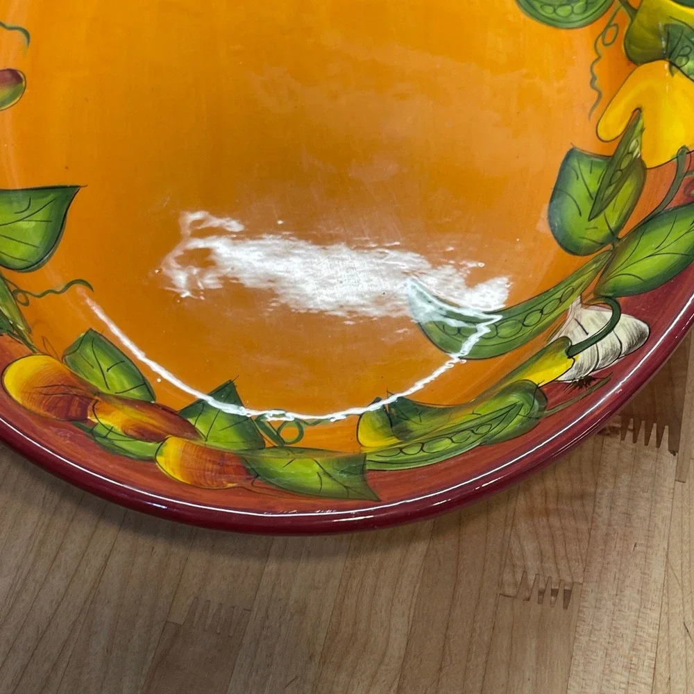 Peas in a Pod By Laurie Gates Ware Oval Serving Platter Red 19 Inches