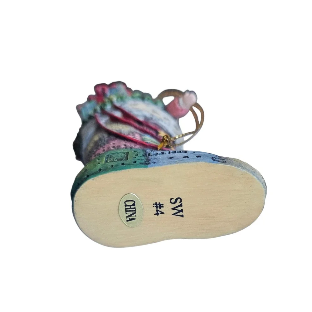 Collectible Christmas Stocking Ornament Figurine with Child and Bunny 1999‎