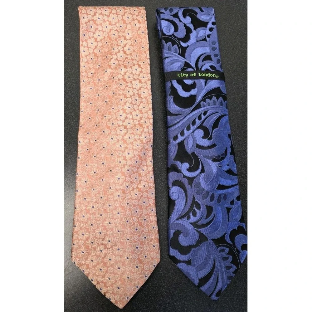 NEW 2 City of London Multicolor Striped Mens Tie 100%‎ Silk Necktie Luxury Funky