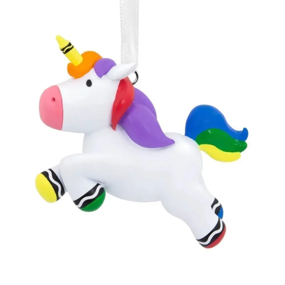 Hallmark crayola hanging unicorn nib nwt ornament fob charm bold colors