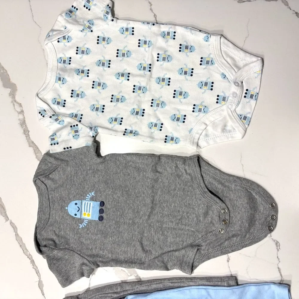 CIRCO 4-Piece Bodysuits Lounge Pants Infant Baby Set Light Blue Grey White 6-9M