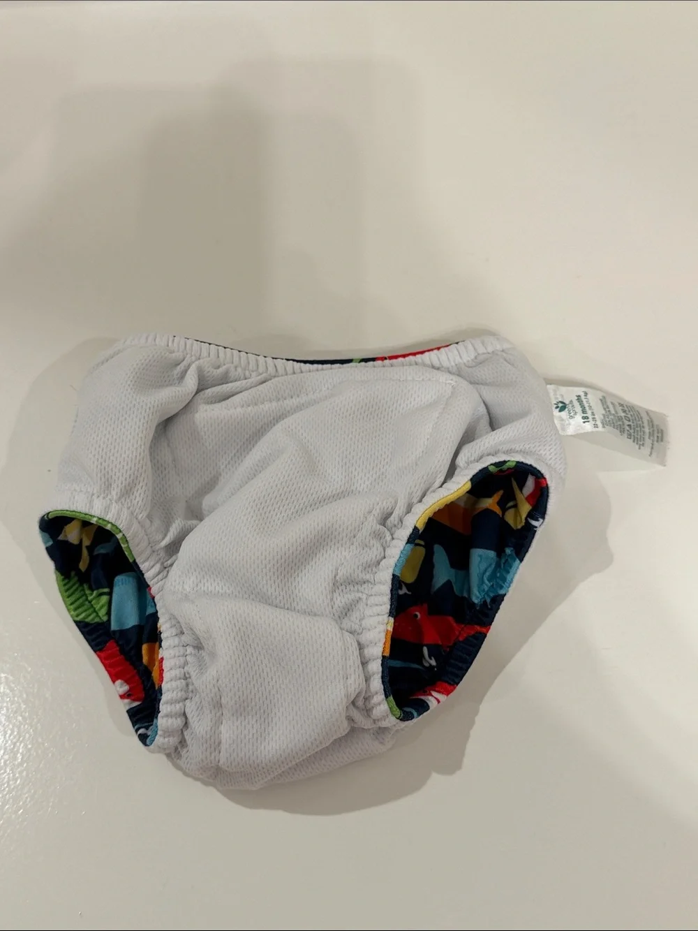 Kids Swim Diaper Cover with Colorful Sea Creatures - Navy