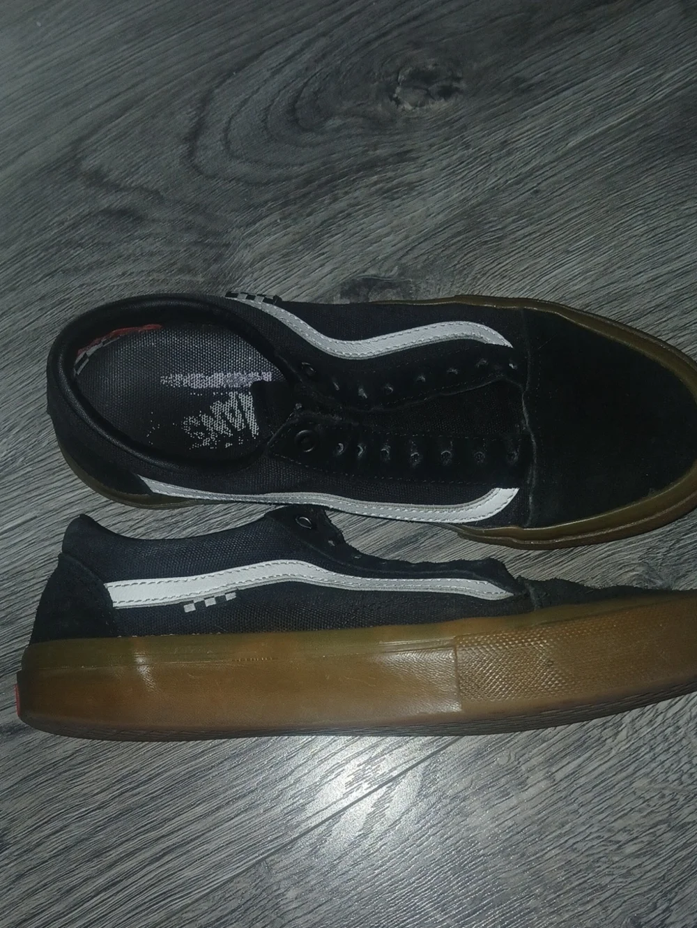 Vans Black and White Low-Top Sneakers with Gum Sole