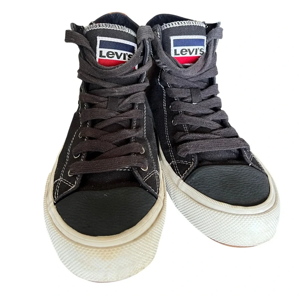 Levi's Hi Top Sneakers Canvas Lace Up Zipper Accent‎ Casual Mens Size 8