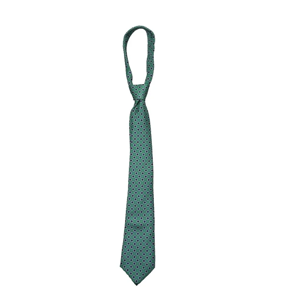 Lauren Ralph Lauren Green Silk Tie Floral Geometric Pattern Classic