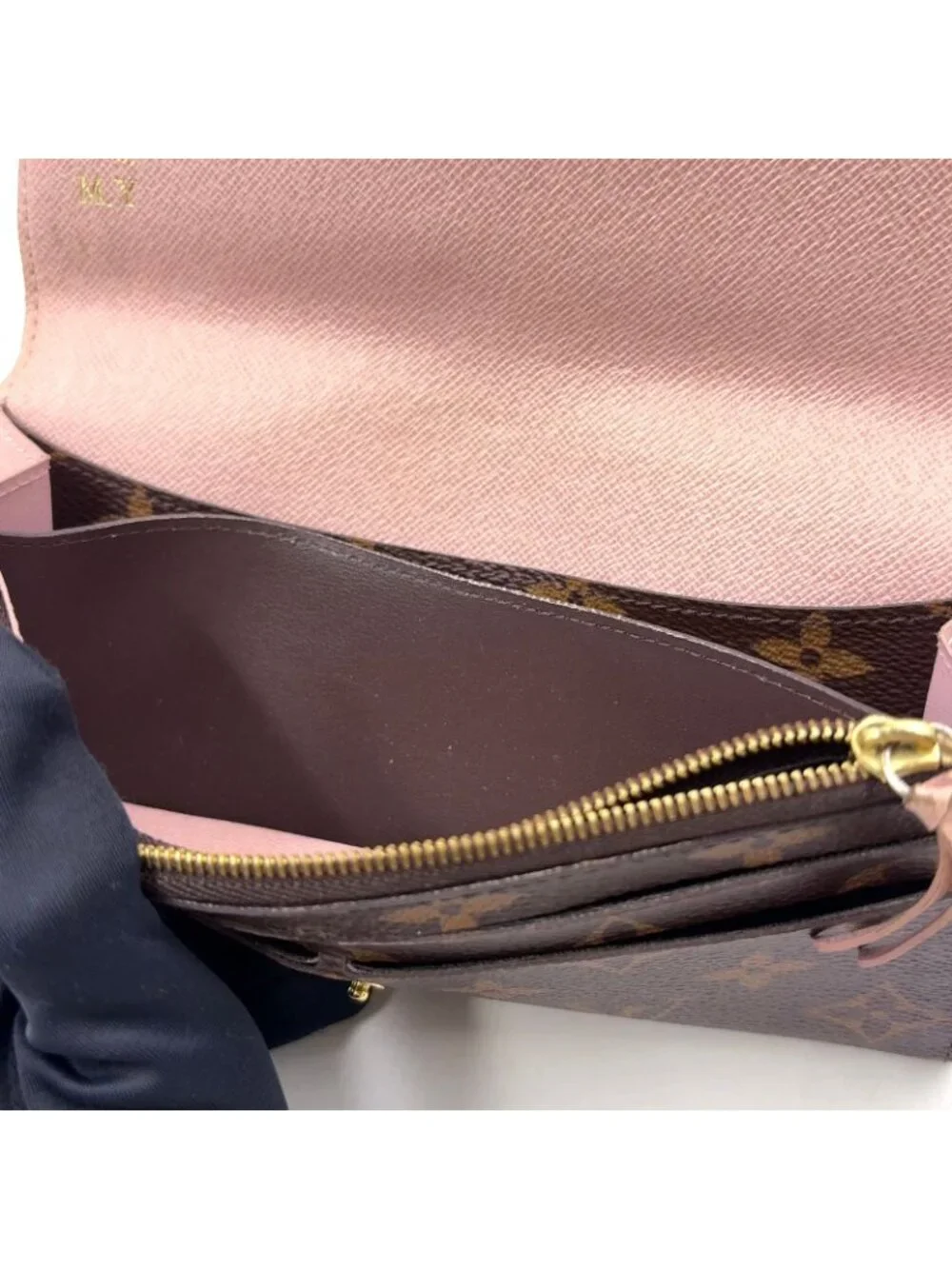 Louis Vuitton Portefeuille Emily Monogram Initials Leather Brown Light Pink