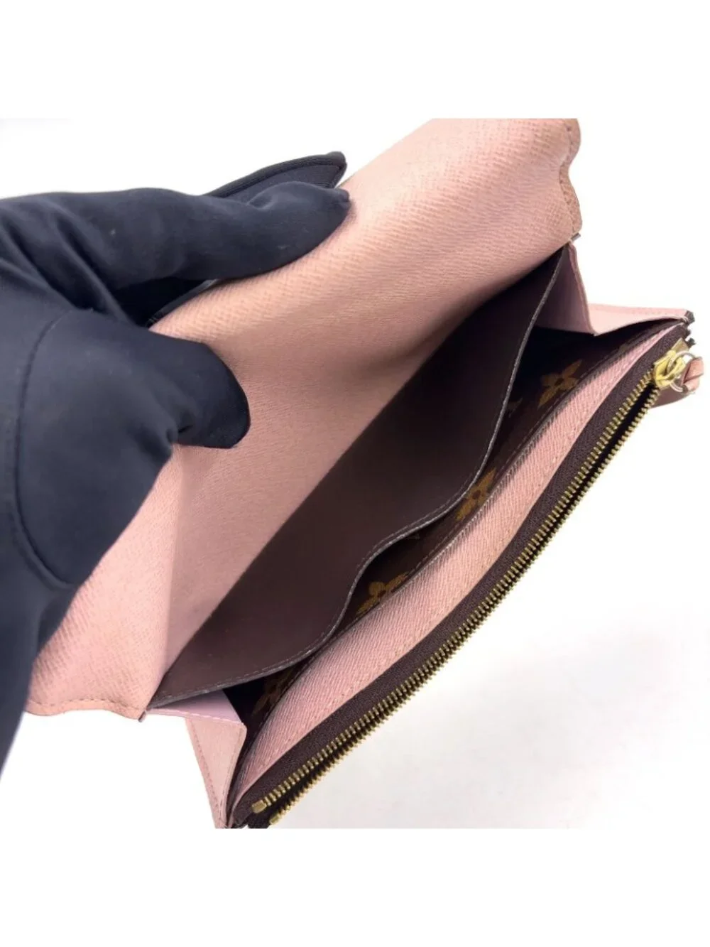 Louis Vuitton Portefeuille Emily Monogram Initials Leather Brown Light Pink