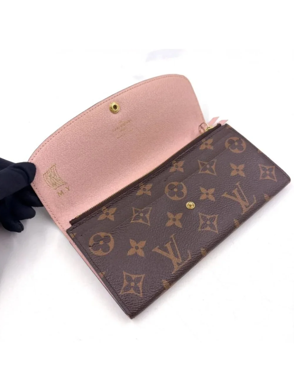 Louis Vuitton Portefeuille Emily Monogram Initials Leather Brown Light Pink