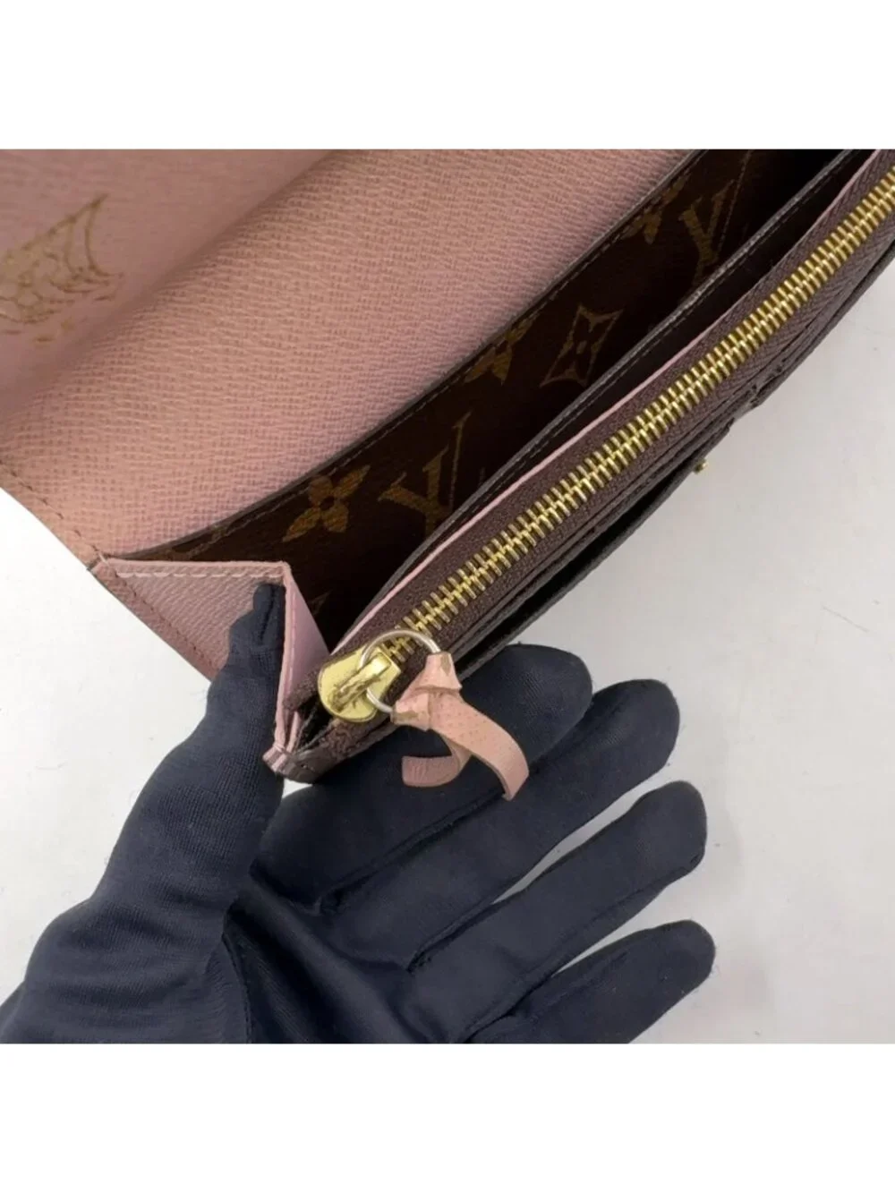 Louis Vuitton Portefeuille Emily Monogram Initials Leather Brown Light Pink