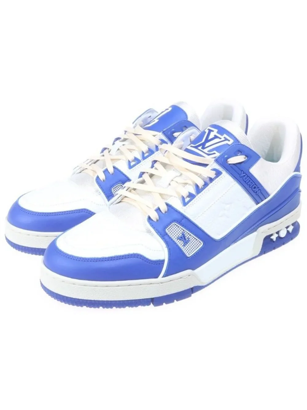 Louis Vuitton LV Trainers Line Sneakers Low Cut Shoes White Blue