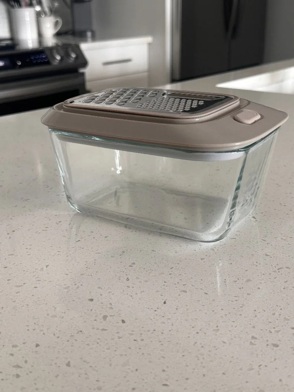 Glass Food Storage Container with Built-In Grater Lid
