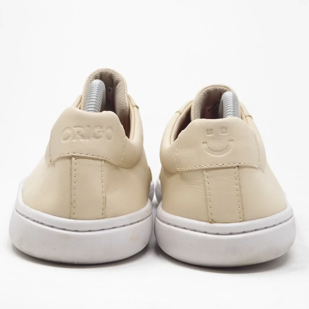Origo Men Everyday Sneakers Latte Beige Leather Barefoot Minimalist Low Top 10