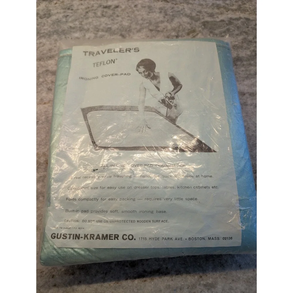 Vintage Traveler's Teflon Ironing Cover-Pad Mint Metallic Gustin‎ Kramer Co