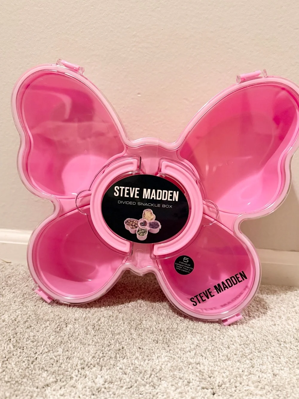 🦋Steve Madden Pink BUTTERFLY -Shaped Divided Snack Box