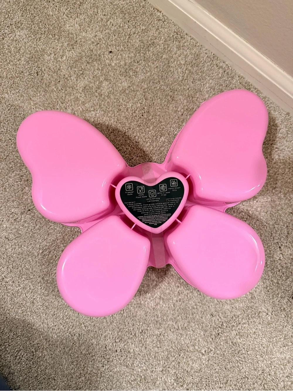 🦋Steve Madden Pink BUTTERFLY -Shaped Divided Snack Box