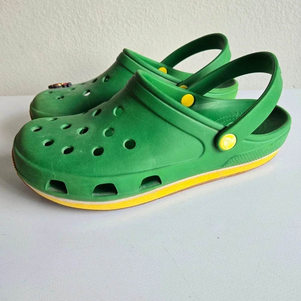 Crocs Retro Runner Green Yellow Clogs Mens 9 Womens 11 Scooby Doo Jibbitz Charm