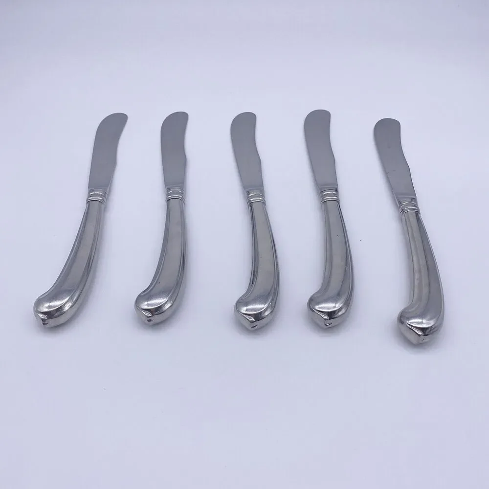 Set of 5 Gorham Colonial Tipt Glossy Dinner Knives 18/8 Stainless Japan 9”