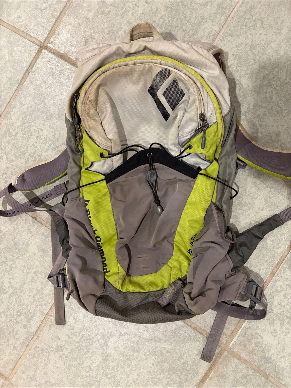 Black Diamond Backpack in Lime and Taupe Accent