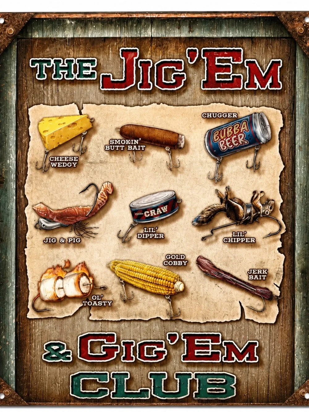 NEW The Jig’Em and Gig’Em Club Metal Sign