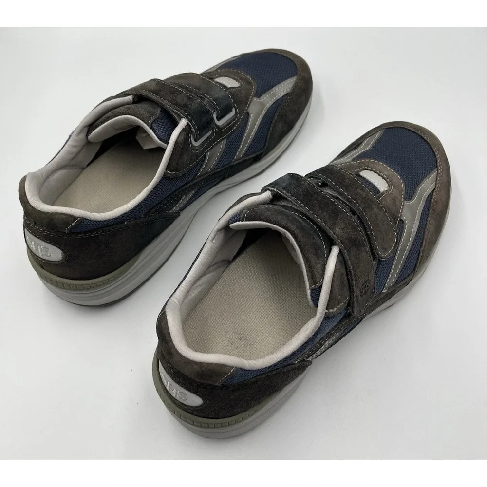 SAS JV Mesh Sneakers Mens‎ 11 Blue Gray Suede Comfort Walking Shoes Hook Loop