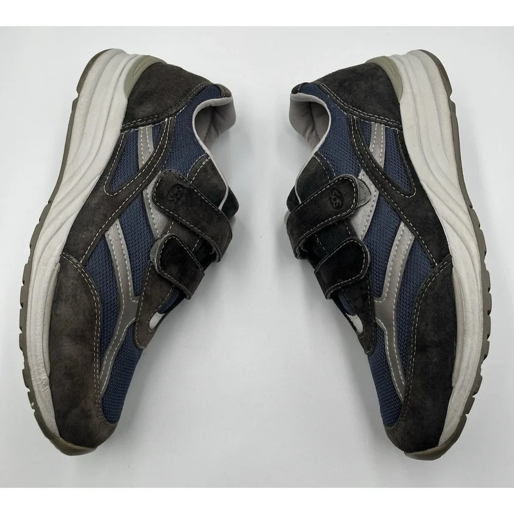 SAS JV Mesh Sneakers Mens‎ 11 Blue Gray Suede Comfort Walking Shoes Hook Loop