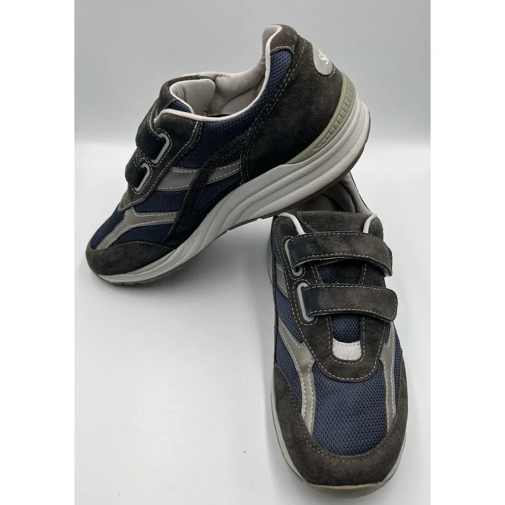 SAS JV Mesh Sneakers Mens‎ 11 Blue Gray Suede Comfort Walking Shoes Hook Loop