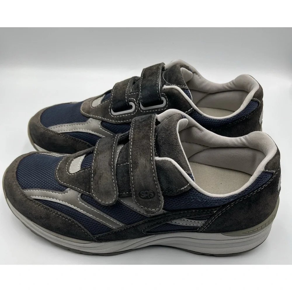 SAS JV Mesh Sneakers Mens‎ 11 Blue Gray Suede Comfort Walking Shoes Hook Loop