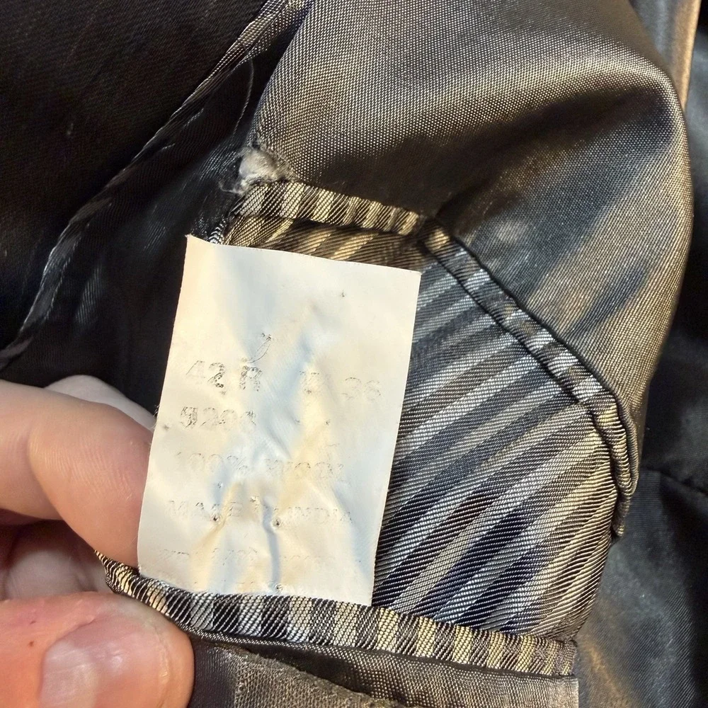 Mens Oscar De La Renta Black Wool Pinstripe Suit Sz 42R Blazer‎ 36x30 Pants
