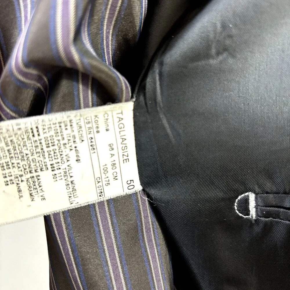 Stile Benetton Sport Coat Blazer 50 EU/40-41 US Wool‎ Blend Slim Fit Suit Jacket
