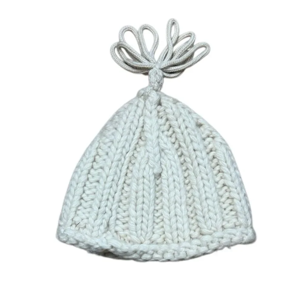 Y2K Vintage Gap Chunky Knot Wool Beanie with too tassel cream S / M