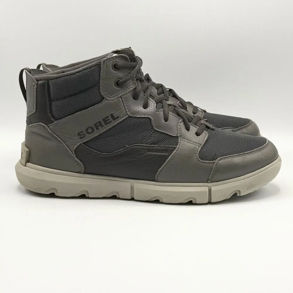 Sorel Men's Explorer Next Sneaker Mid Waterproof Shoes in a Grey and Black - US