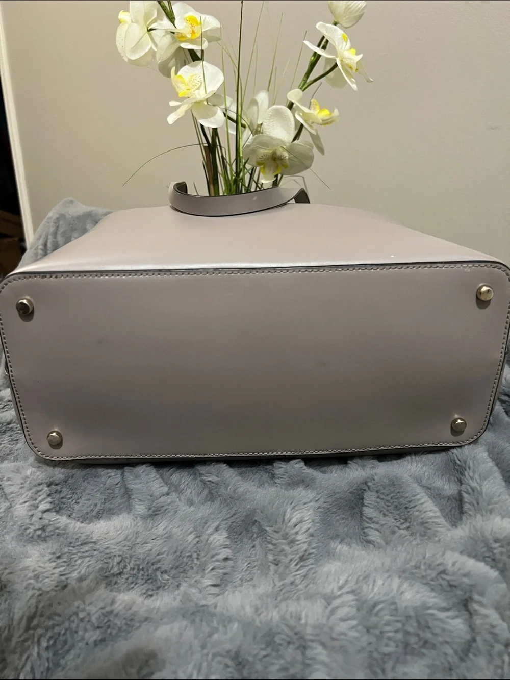 Kate Spade Owl Star Bright Little Len Gray Leather Tote EUC retail $398