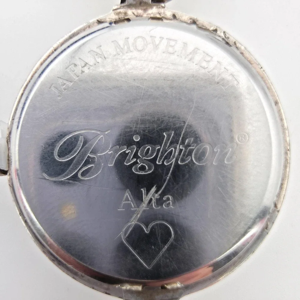 BRIGHTON 'Alta' Watch Petite Link Bracelet Etched Scrollwork Silver Plate 6.5