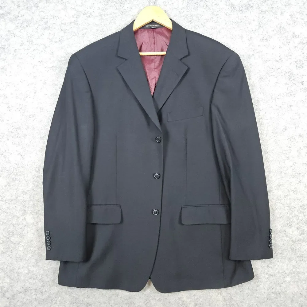 Giorgio Cosani Men's Black Blazer Size 44R 100% Wool Super 140s Hand Tailored‎