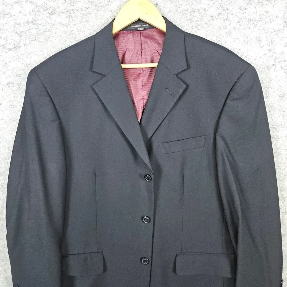 Giorgio Cosani Men's Black Blazer Size 44R 100% Wool Super 140s Hand Tailored‎