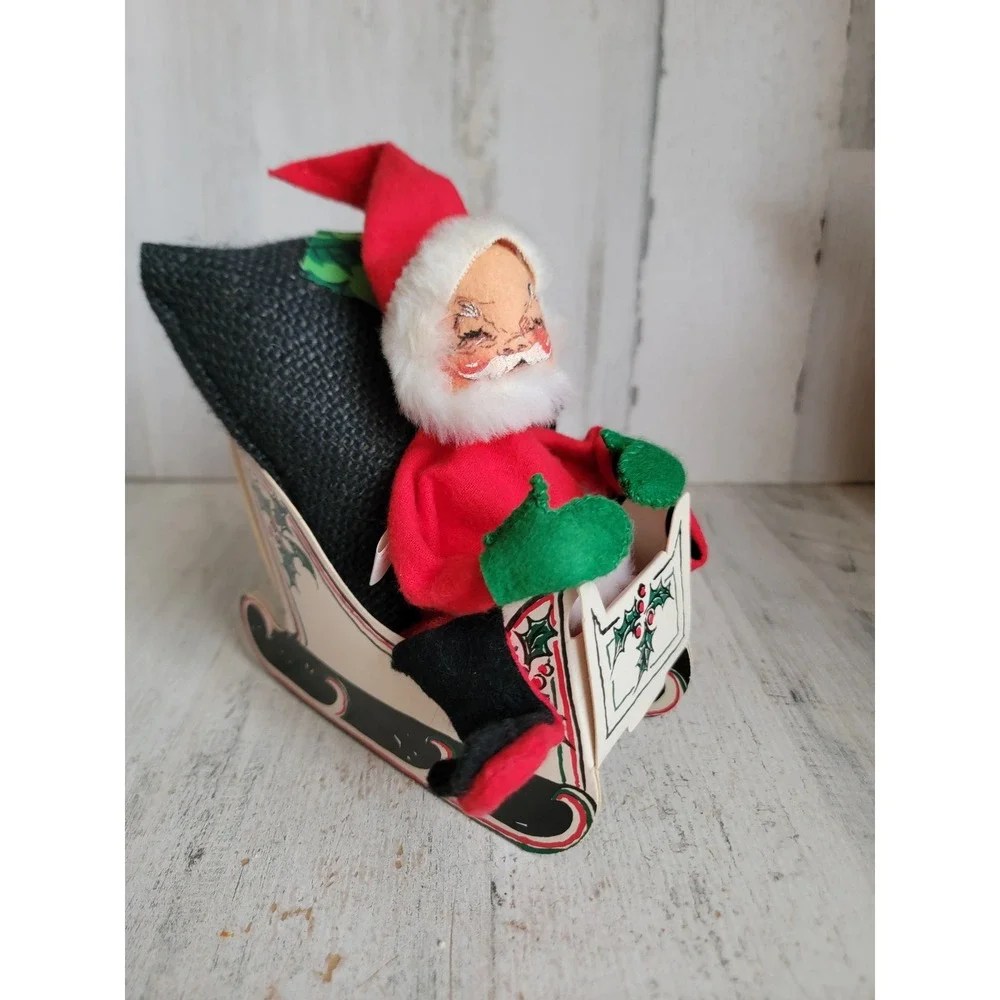 Annalee paper sleigh Santa Claus vintage Xmas plush mobility doll home