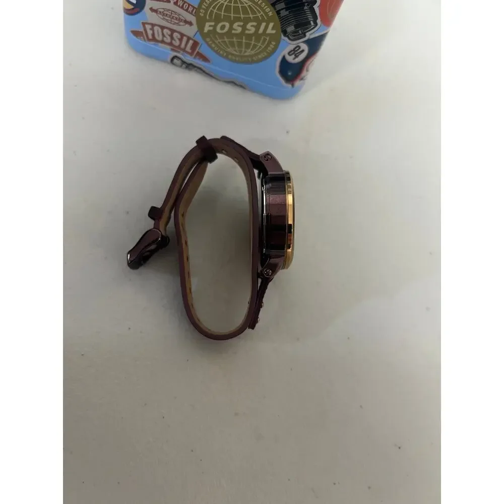 Fossil ES4114 Boyfriend Burgundy Leather Chronograph Ladies Watch Rose Gold Case