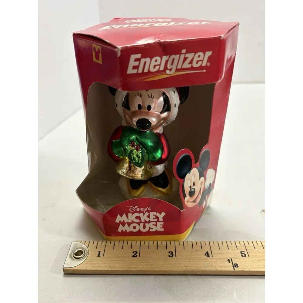 Vtg 2000 Disney Mickey Mouse‎ Christmas Ornament Blown Glass Energizer Giveaway