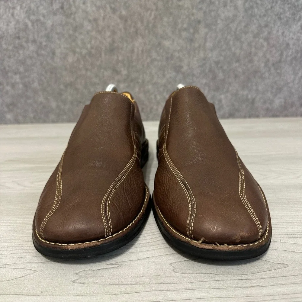 Sandro Moscoloni Slip On Loafers Mens 10.5 Brown Leather Contrast Stitch Brazil