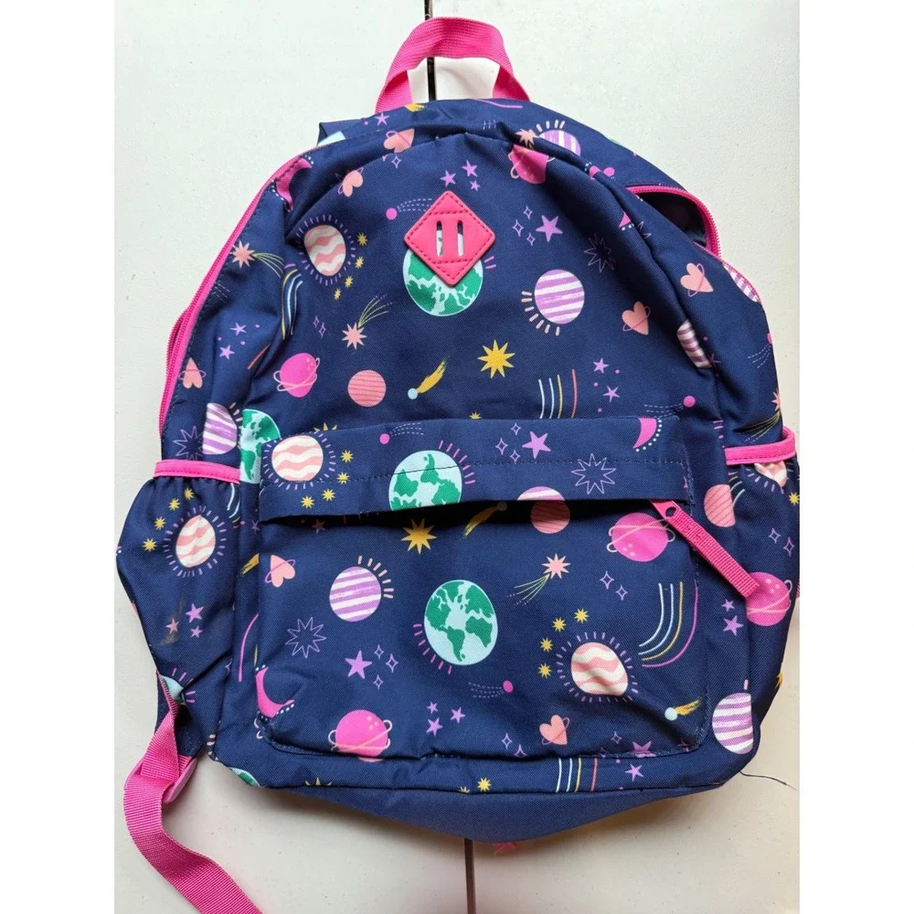 Kids Backpack‎ Space Planets Stars Blue Pink Toddler Preschool Bag