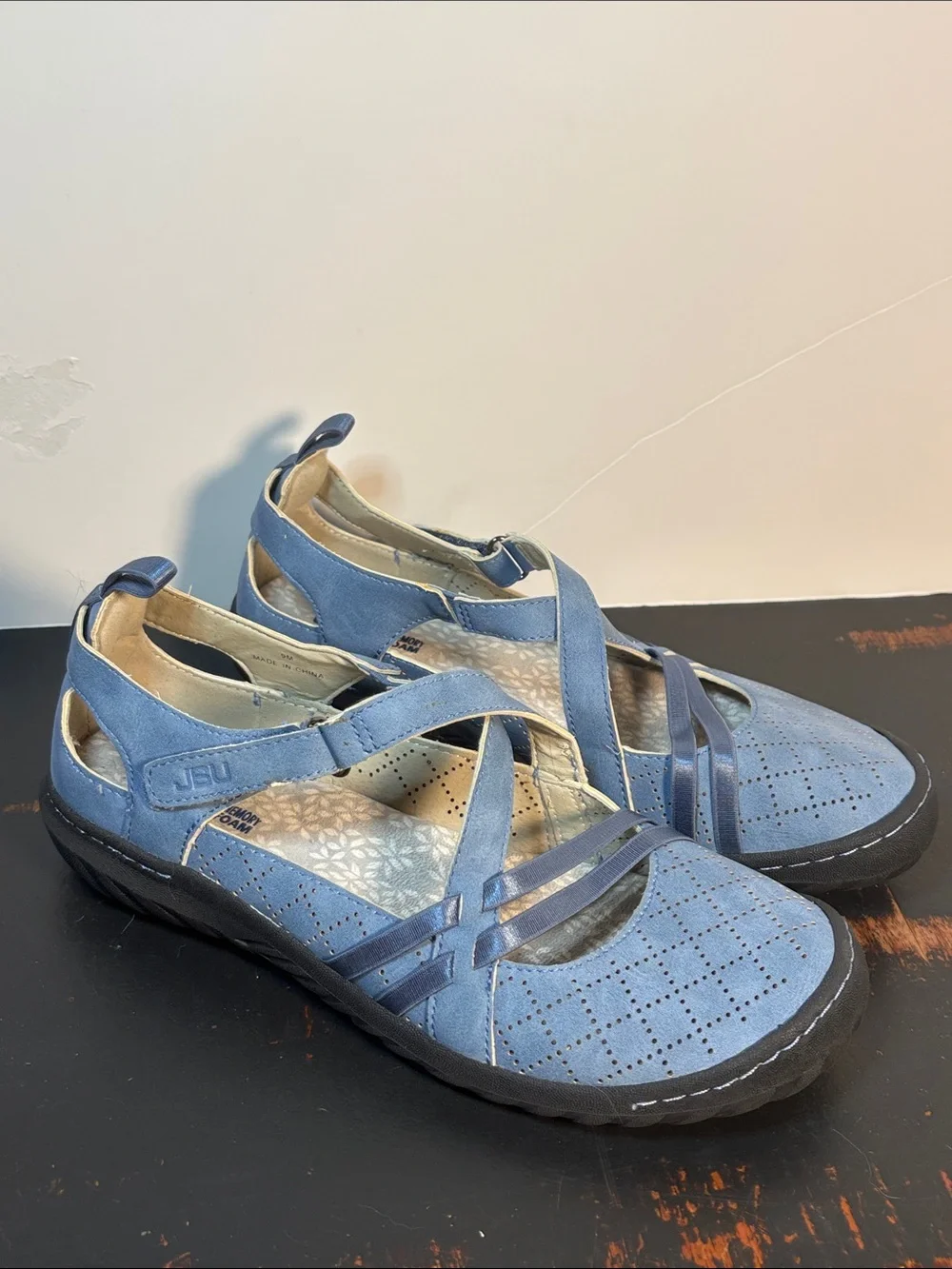 JBU by Jambu Nicole Women's Blue Cross-Strap Comfort Flats