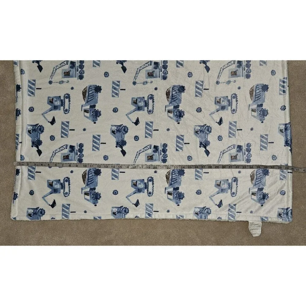 RN 119741 Blue White Construction Truck Baby Blanket Fleece SL Home Fashion SOFT